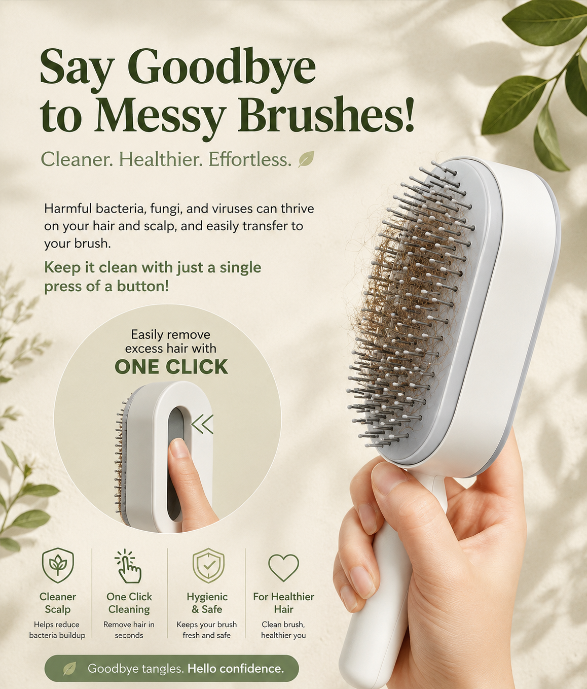 Haven Beauty Easy Self-Cleaning Detangling Brush